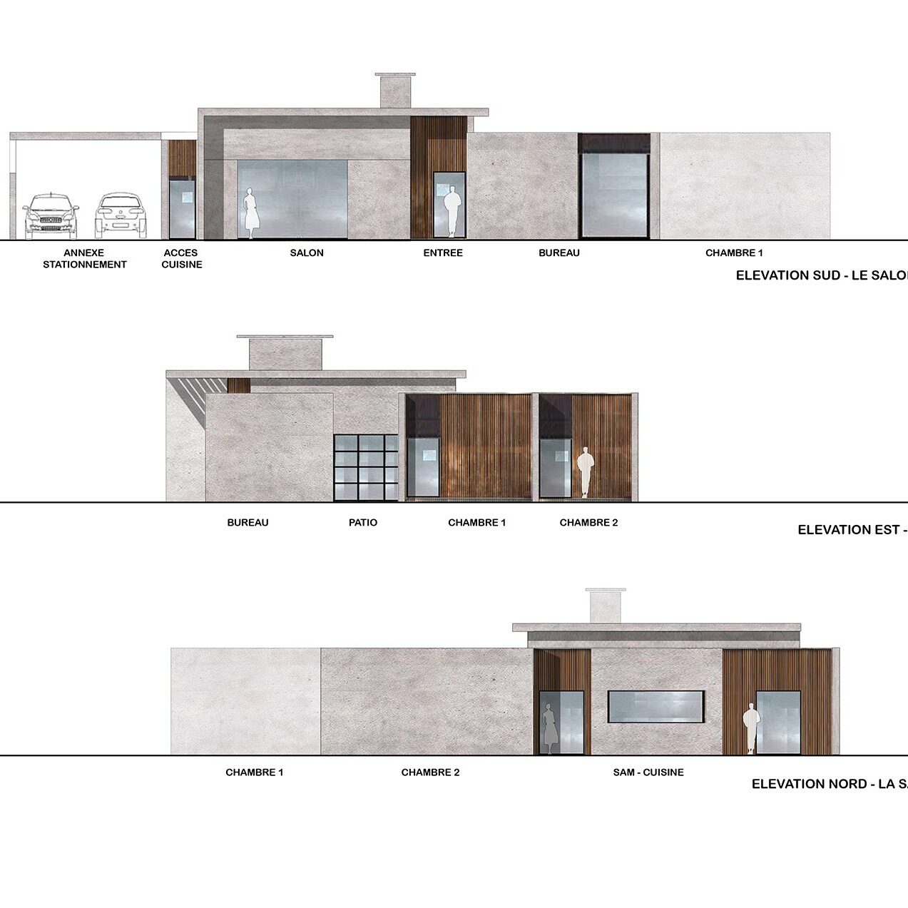 Projet To 2021 Construction d’une maison individuelle en béton architectonique et bardage bois - CB archi Catherine Benoit