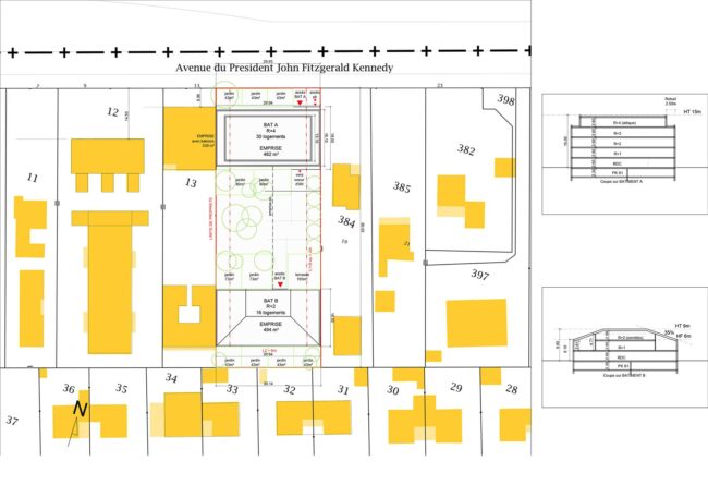 Projet Cenon 2020 Etude capacitaire pour la construction de 46 logements - CB archi Catherine Benoit Architecte DPLG Le Pian-Médoc