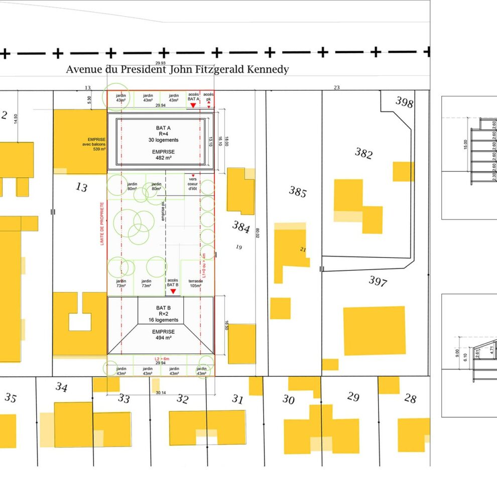 Projet Cenon 2020 Etude capacitaire pour la construction de 46 logements - CB archi Catherine Benoit Architecte DPLG Le Pian-Médoc