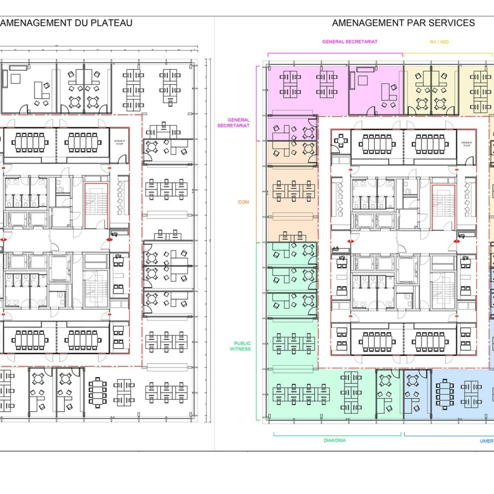 Projet Green Village 2021 Aménagement de plateaux libres de bureaux pour le World Council of Churches à Genève - CB archi Catherine Benoit Architecte DPLG Le Pian-Médoc
